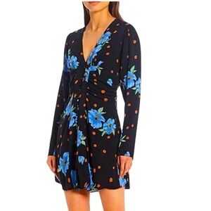 Free People Date Night Long Sleeveve Mini Dress Black Midnight Combo size XS